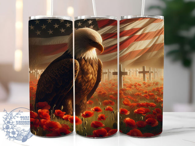Bald Eagle American Flag Patriotic Veterans Tumbler, American Flag Tumbler, Memorial Tumbler Wrap, Patriotic Tumbler, Eagle Sublimation Design, USA Tumbler Art, Veterans Tumbler Design Sublimation ToriDesigns 