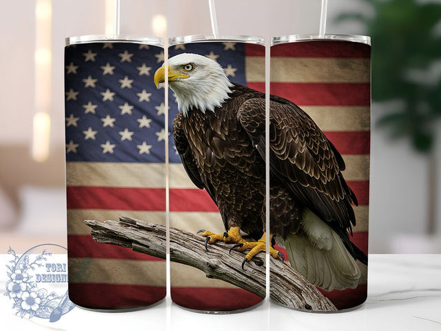 Bald Eagle American Flag Tumbler, American Flag Tumbler, Patriotic 20oz Wrap, USA Eagle Sublimation, Independence Day Tumbler, Freedom Lover Gift, Stars And Stripes Tumbler Sublimation ToriDesigns 