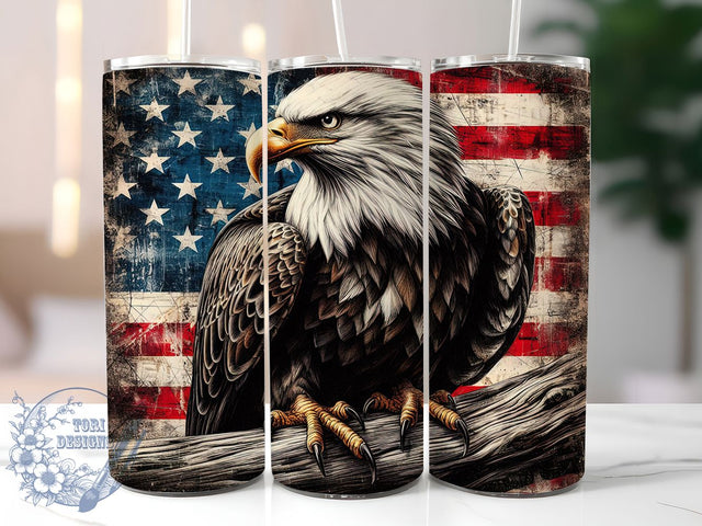 Bald Eagle American Flag Tumbler, American Flag Tumbler, Patriotic 20oz Wrap, USA Eagle Sublimation, Independence Day Tumbler, Freedom Lover Gift, Stars And Stripes Tumbler Sublimation ToriDesigns 