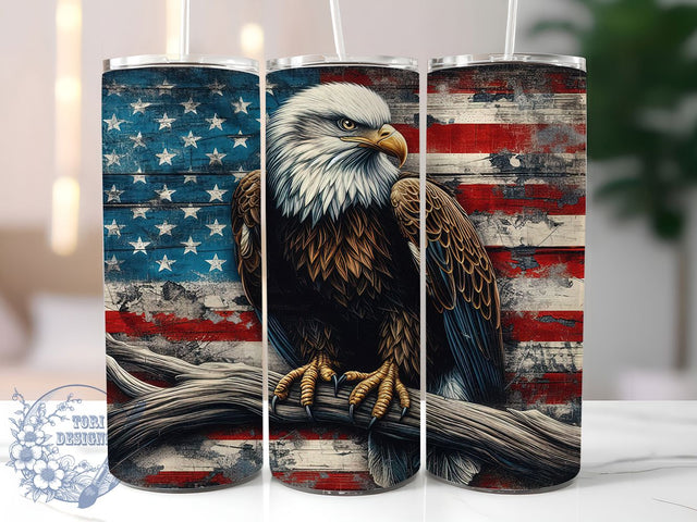 Bald Eagle American Flag Tumbler, American Flag Tumbler, Patriotic 20oz Wrap, USA Eagle Sublimation, Independence Day Tumbler, Freedom Lover Gift, Stars And Stripes Tumbler Sublimation ToriDesigns 