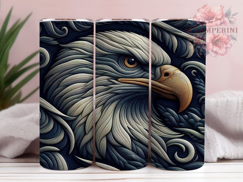 Bald Eagle Embroidery Embroidered 20 oz Skinny Tumbler Sublimation Design, Straight & Tapered Tumbler Png, Bald Eagle Tumbler Png, Digital Download PNG Sublimation Li Zamperini 