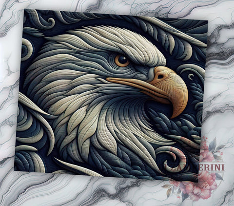 Bald Eagle Embroidery Embroidered 20 oz Skinny Tumbler Sublimation Design, Straight & Tapered Tumbler Png, Bald Eagle Tumbler Png, Digital Download PNG Sublimation Li Zamperini 