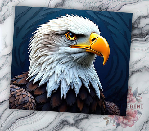 Bald Eagle Embroidery Embroidered 20 oz Skinny Tumbler Sublimation Design, Straight & Tapered Tumbler Png, Bald Eagle Tumbler Png, Digital Download PNG Sublimation Li Zamperini 