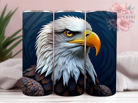 Bald Eagle Embroidery Embroidered 20 oz Skinny Tumbler Sublimation Design, Straight & Tapered Tumbler Png, Bald Eagle Tumbler Png, Digital Download PNG Sublimation Li Zamperini 