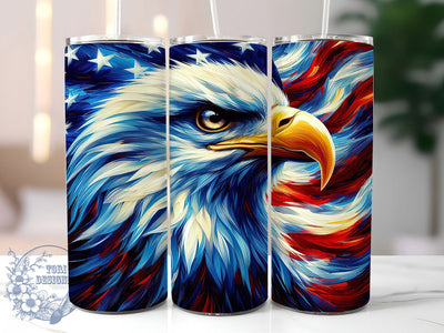Bald Eagle Flag 20oz Tumbler, Patriotic USA Wrap, American Flag Eagle, USA Animal Design, Sublimation Wrap, 20oz Tumbler Design, PNG Tumbler Wrap Sublimation ToriDesigns 
