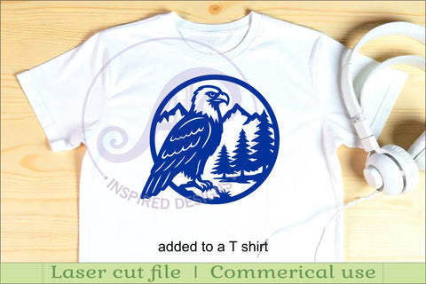 Bald eagle mountain scene wall sign svg laser cut SVG APInspireddesigns 