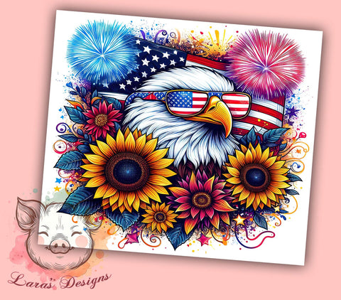 Bald Eagle Patriotic 20oz Tumbler Png, Straight & Tapered Tumbler Png, American Eagle Tumbler Png, Digital Download PNG Sublimation Lara' s Designs 
