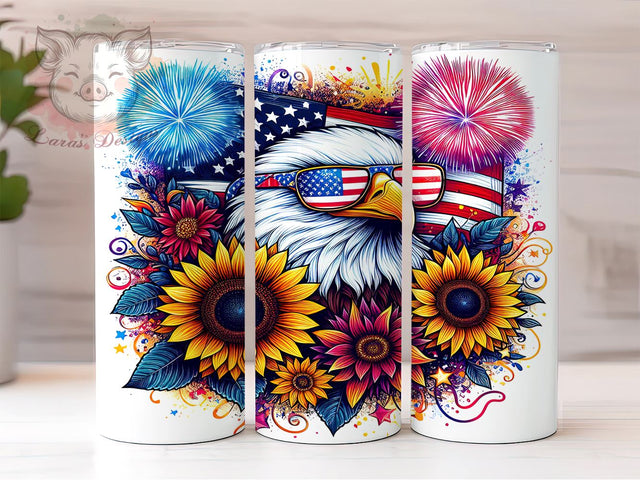 Bald Eagle Patriotic 20oz Tumbler Png, Straight & Tapered Tumbler Png, American Eagle Tumbler Png, Digital Download PNG Sublimation Lara' s Designs 