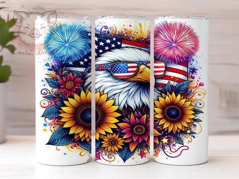 Bald Eagle Patriotic 20oz Tumbler Png, Straight & Tapered Tumbler Png, American Eagle Tumbler Png, Digital Download PNG Sublimation Lara' s Designs 