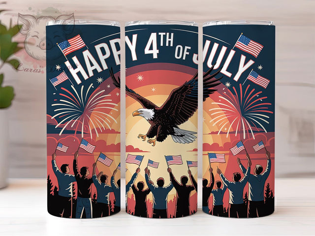 Bald Eagle Patriotic 20oz Tumbler, USA Flag Wrap, Sublimation Gift, Patriotic Mug, 20oz Tumbler Design, Bald Eagle Graphic, American Pride Theme Sublimation Lara' s Designs 