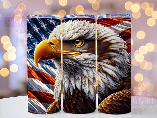 Bald Eagle Patriotic 20oz Tumbler, USA Flag Wrap, Sublimation Gift, Patriotic Mug, 20oz Tumbler Design, Bald Eagle Graphic, American Pride Theme Sublimation SvggirlplusArt 