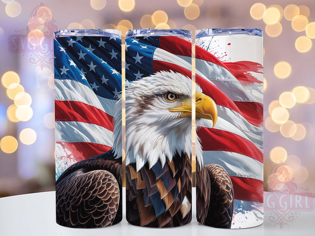 Bald Eagle Patriotic 20oz Tumbler, USA Flag Wrap, Sublimation Gift, Patriotic Mug, 20oz Tumbler Design, Bald Eagle Graphic, American Pride Theme Sublimation SvggirlplusArt 