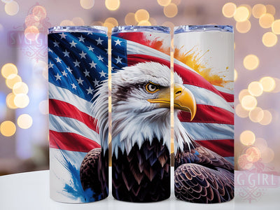 Bald Eagle Patriotic 20oz Tumbler, USA Flag Wrap, Sublimation Gift, Patriotic Mug, 20oz Tumbler Design, Bald Eagle Graphic, American Pride Theme Sublimation SvggirlplusArt 