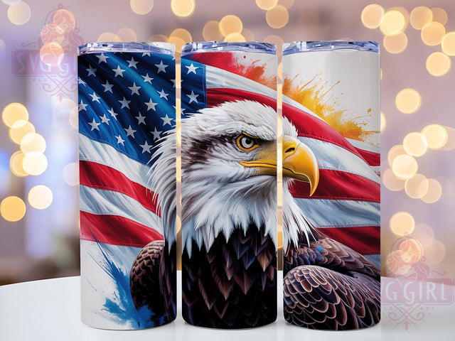 Bald Eagle Patriotic 20oz Tumbler, USA Flag Wrap, Sublimation Gift, Patriotic Mug, 20oz Tumbler Design, Bald Eagle Graphic, American Pride Theme Sublimation SvggirlplusArt 