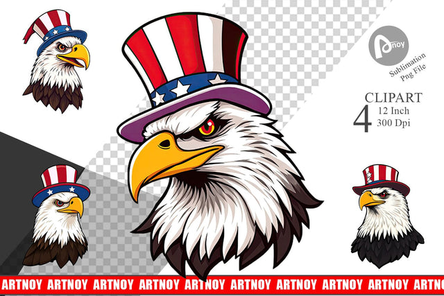 Bald Eagle Patriotic Clipart Sublimation artnoy 