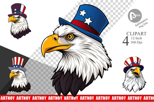 Bald Eagle Patriotic Clipart Sublimation artnoy 
