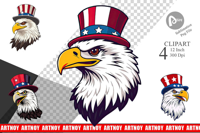 Bald Eagle Patriotic Clipart Sublimation artnoy 