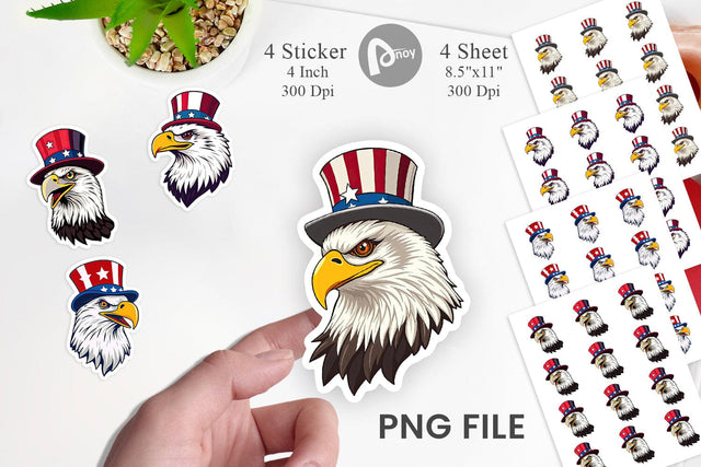 Bald Eagle Patriotic Sticker Sublimation artnoy 