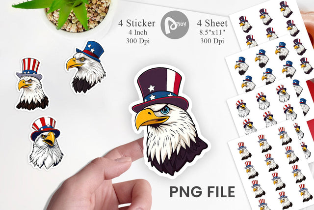 Bald Eagle Patriotic Sticker Sublimation artnoy 