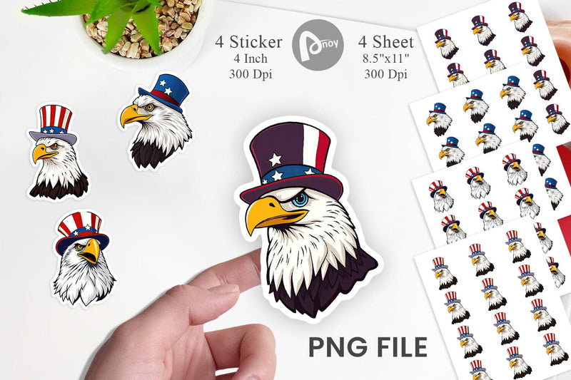 Bald Eagle Patriotic Sticker Sublimation artnoy 