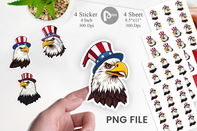 Bald Eagle Patriotic Sticker Sublimation artnoy 