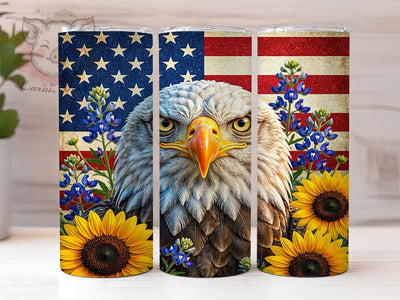Bald Eagle Symbol 20oz Tumbler, Bald Eagle, 4th of July, Patriotic Symbol, Intense Gaze, American Icon, Skinny Tumbler, Sublimation PNG Sublimation Lara' s Designs 