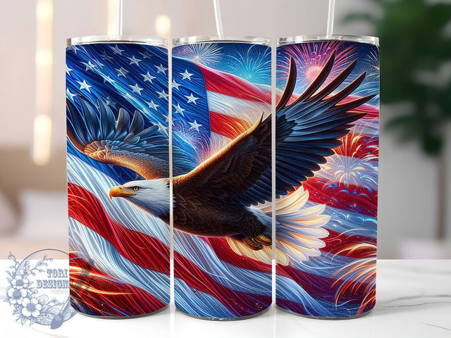 Bald Eagle USA Flag 20oz Tumbler, American Flag Wrap, Patriotic USA Design, Bald Eagle Sublimation, Independence Day Wrap, 20oz Tumbler Design, PNG Tumbler Wrap Sublimation ToriDesigns 