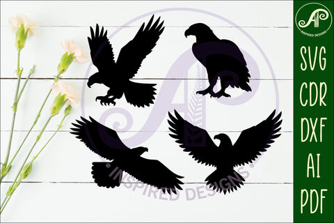 Bald eagles Silhouette laser cut wall art SVG APInspireddesigns 