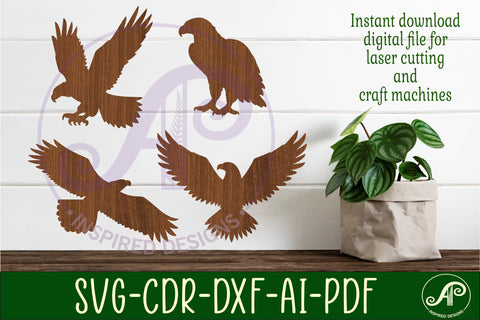 Bald eagles Silhouette laser cut wall art SVG APInspireddesigns 