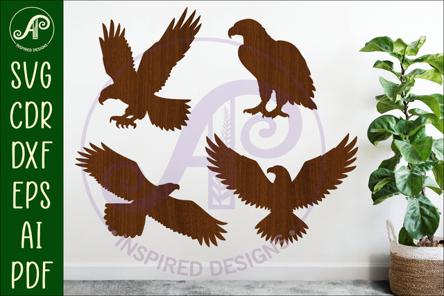 Bald eagles Silhouette laser cut wall art SVG APInspireddesigns 