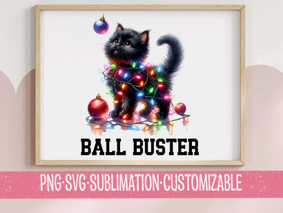 Ball Buster Christmas Cat - Funny Holiday Cat SVG PNG - Festive Digital Download for Mugs, T-Shirts & Decor SVG YaySportsandSuch 