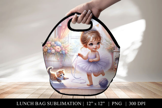 Ballerina and Kitten Lunch Bag Sublimation Design Sublimation BijouBay 