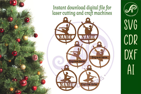 Ballerina Christmas Ornament SVG laser cut SVG APInspireddesigns 