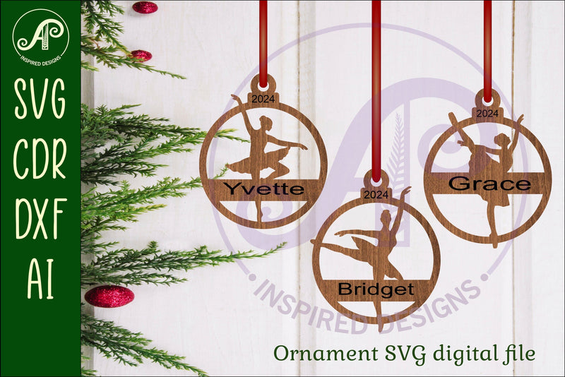 Ballerina Christmas Ornament SVG laser cut SVG APInspireddesigns 