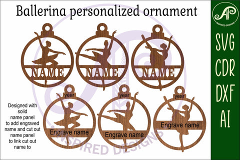 Ballerina Christmas Ornament SVG laser cut SVG APInspireddesigns 