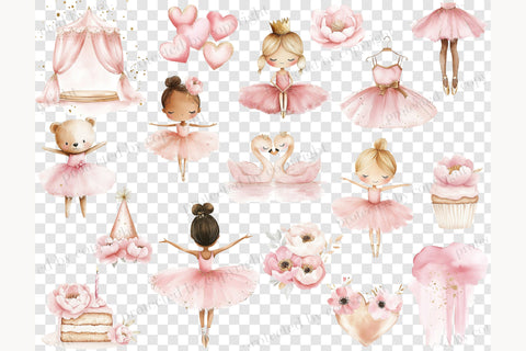 Ballerina Clipart | Baby Girl Party PNG Bundle SVG GlamArtZhanna 