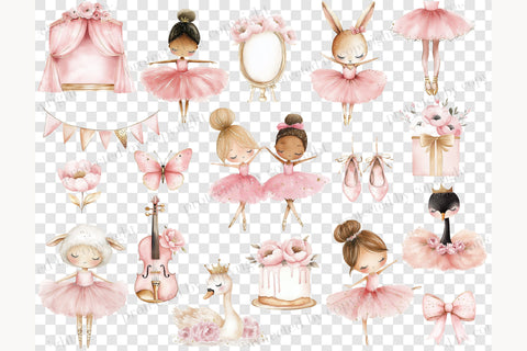 Ballerina Clipart | Baby Girl Party PNG Bundle SVG GlamArtZhanna 