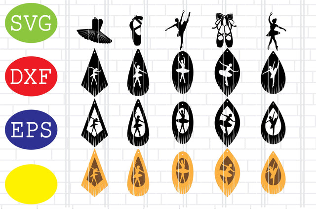 Ballerina Earrings Svg, Ballet Dancer Earrings Svg, Ballet Shoes Earrings Svg, Jpg, Eps, Dxf Files SVG DigitalSvgFiles 