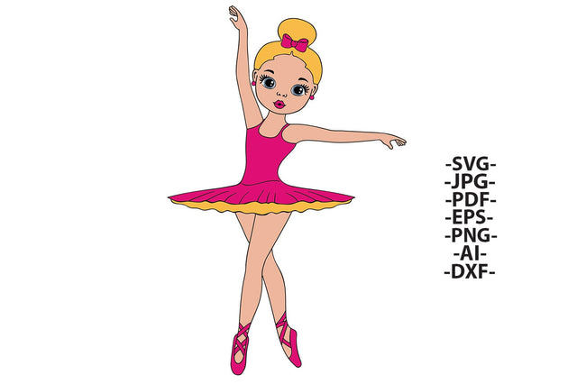 Ballerina Girl SVG | Cute Ballet Dancer Clipart | Pink Tutu Ballerina PNG for Cricut, Dance Recital Sublimation Design SVG 1uniqueminute 