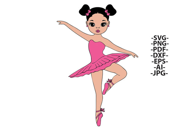 Ballerina Girl SVG PNG Clipart Cute Pink Tutu Dancer for Cricut Sublimation Birthday Party Decorations and Craft Projects SVG 1uniqueminute 