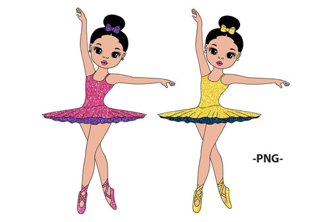 Ballerina Girls Clipart Bundle SVG PNG JPG PDF AI DXF EPS | African American Dancers in Tutu Dresses for Cricut Party Decor Dance Crafts SVG 1uniqueminute 