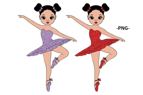Ballerina Girls Clipart Bundle SVG PNG JPG PDF AI DXF EPS | African American Dancers in Tutu Dresses for Cricut Party Decor Dance Crafts SVG 1uniqueminute 
