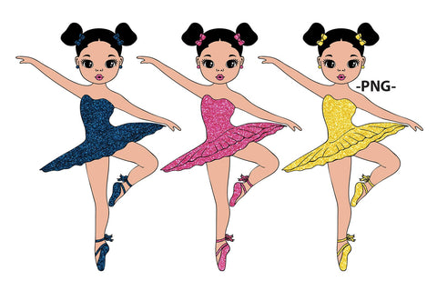 Ballerina Girls Clipart Bundle SVG PNG JPG PDF AI DXF EPS | African American Dancers in Tutu Dresses for Cricut Party Decor Dance Crafts SVG 1uniqueminute 