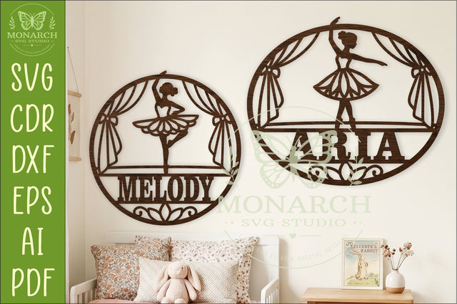 Ballerina Name Sign SVG | Personalized Ballet Wall Decor SVG APInspireddesigns 