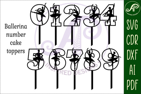 Ballerina number cake toppers SVG cut files SVG APInspireddesigns 