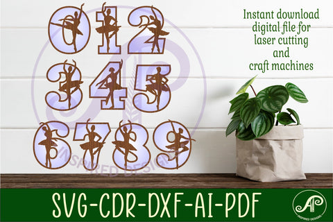 Ballerina number two layer wall sign SVG cut files SVG APInspireddesigns 