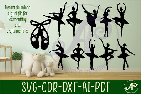 Ballerina Silhouette laser cut shapes x 11 SVG SVG APInspireddesigns 