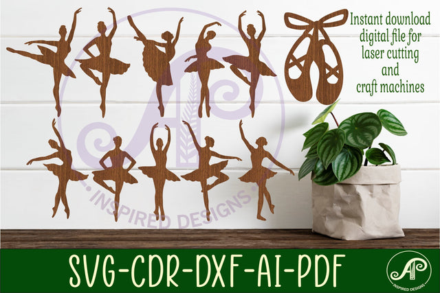 Ballerina Silhouette laser cut shapes x 11 SVG SVG APInspireddesigns 