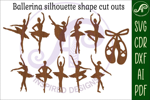 Ballerina Silhouette laser cut shapes x 11 SVG SVG APInspireddesigns 