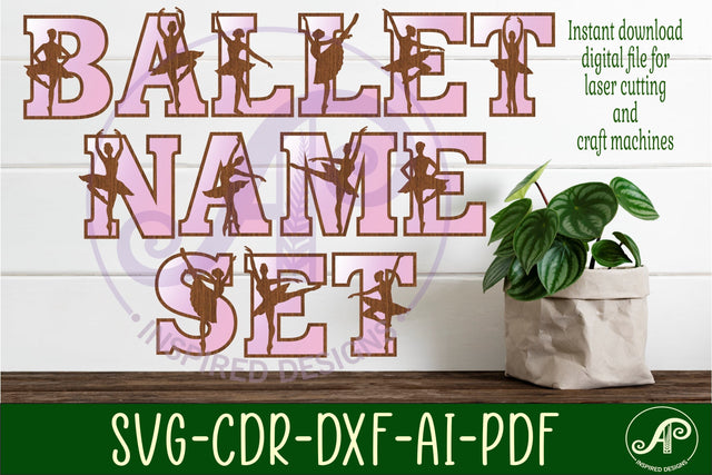 Ballerina silhouette letters alphabet set x 55 SVG APInspireddesigns 